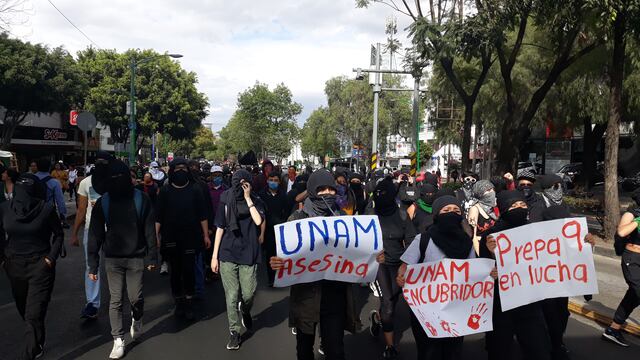 Marcha encabezada por Prepa 9 rumbo a Rectoría este 4 de febrero.