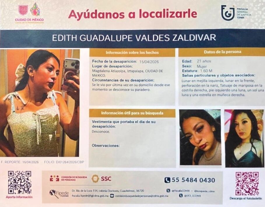 Ficha de búsqueda de Edith Guadalupe Valdez Saldívar