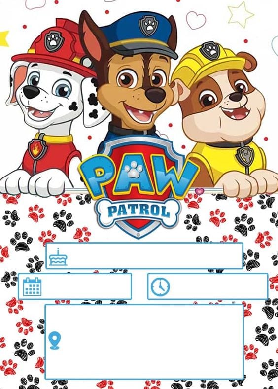 Tarjetas de Paw Patrol de cumpleaños