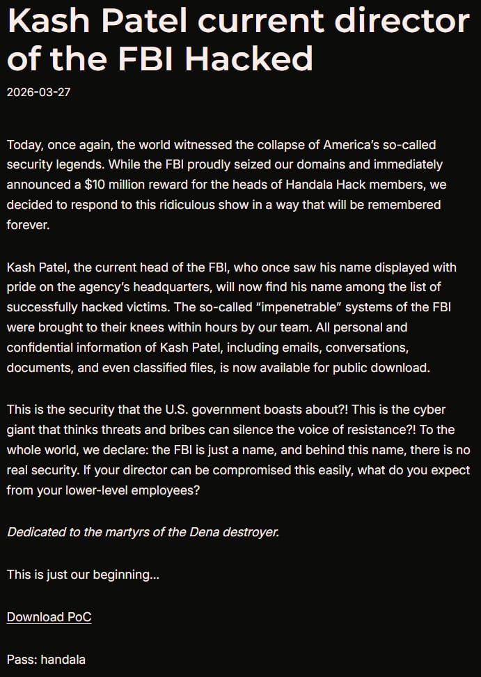 Hackean correo de Kash Patel, director del FBI