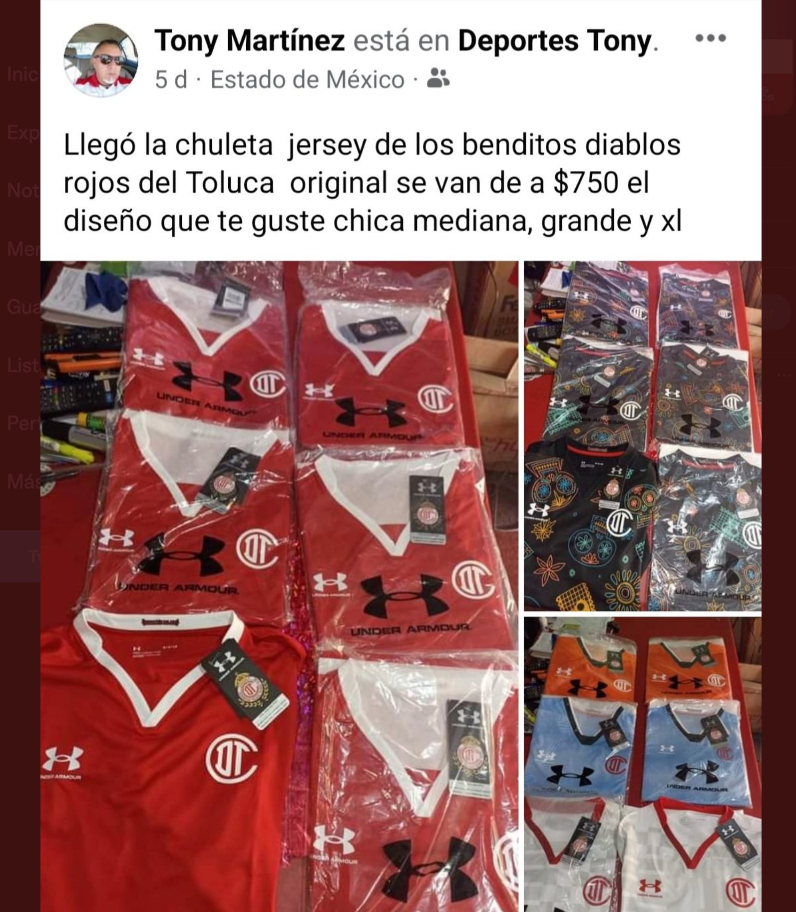 Camisetas robadas del Deportivo Toluca
