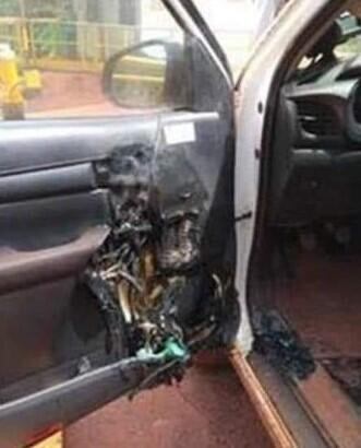 Botella de alcohol en gel se incendia