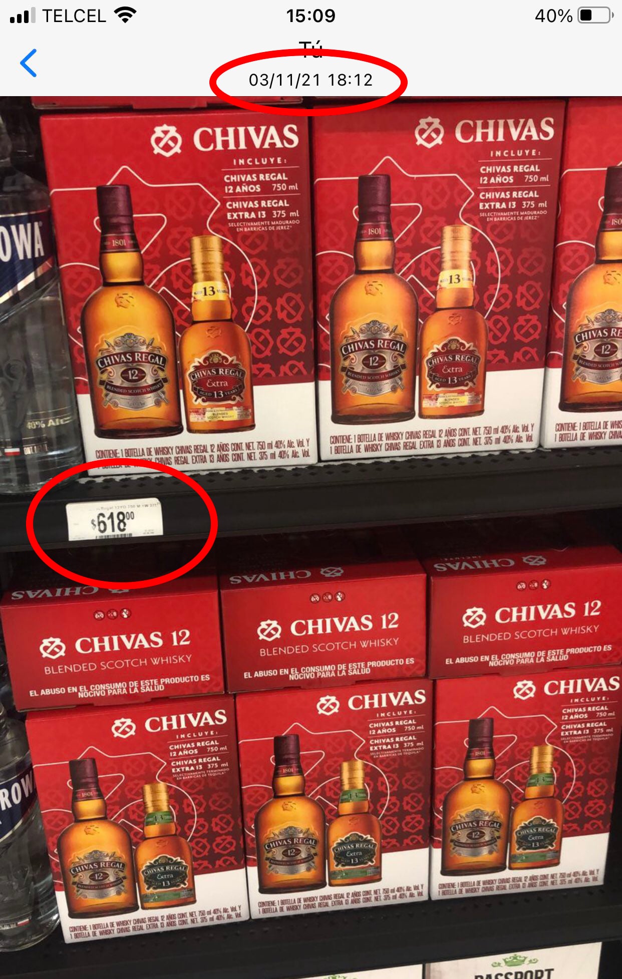 Comparativa de precios de Chivas Regal del 3 de noviembre/ @salnigenda