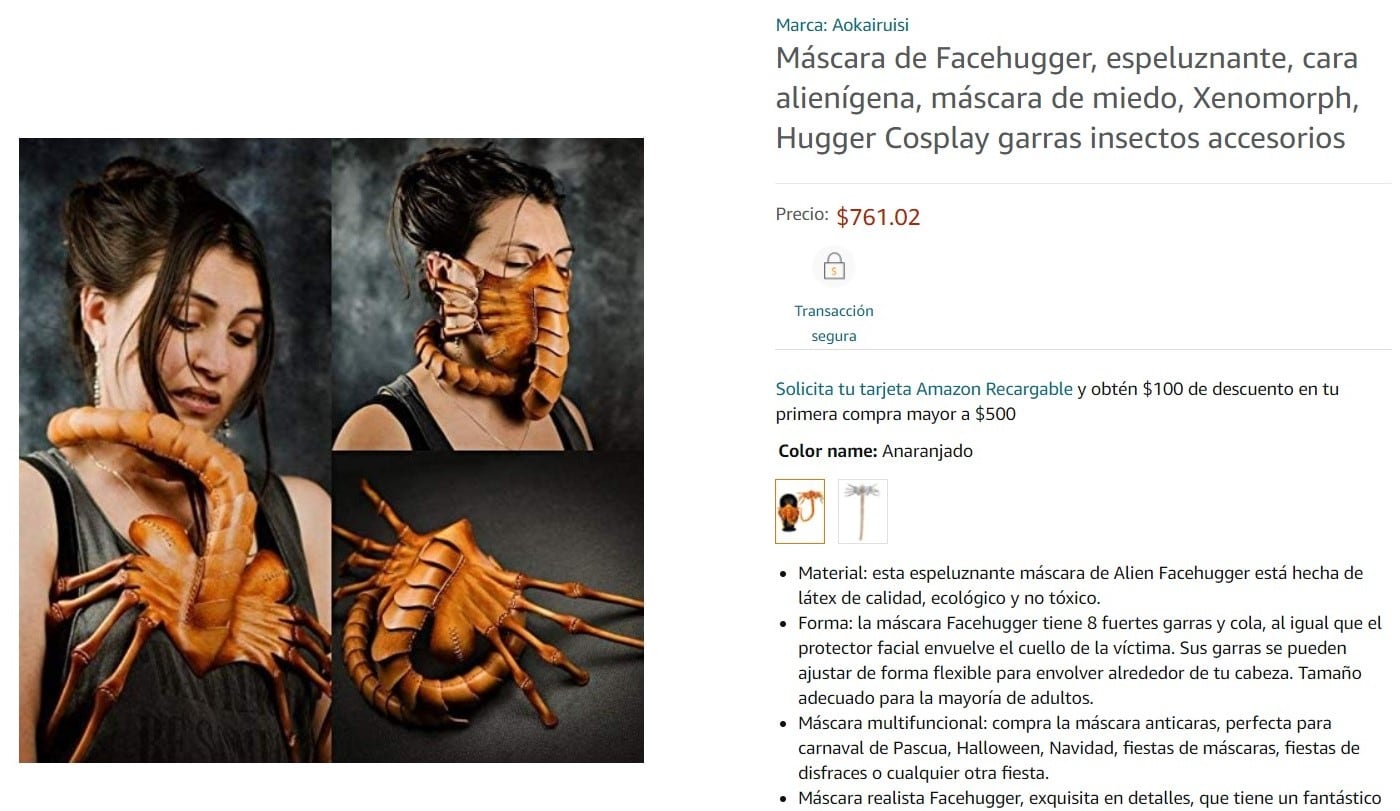 Máscara de Facehugger