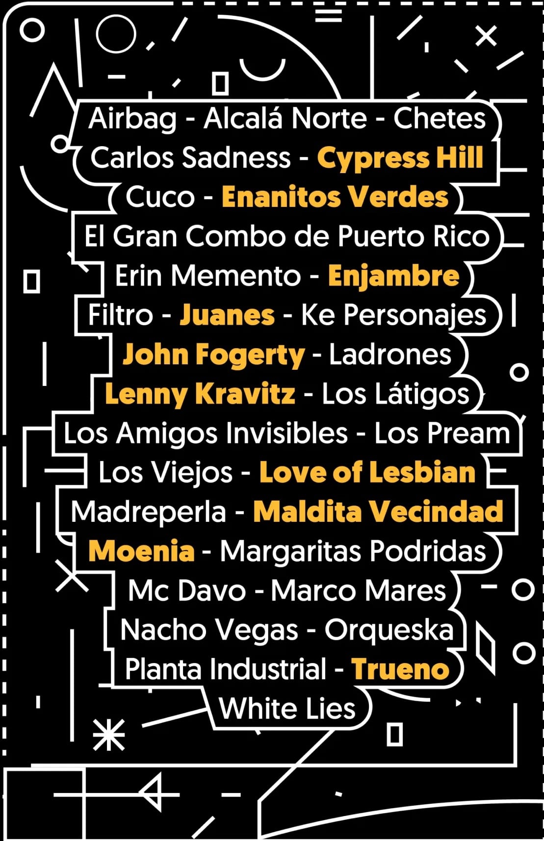 Cartel Vive Latino 2026 por día