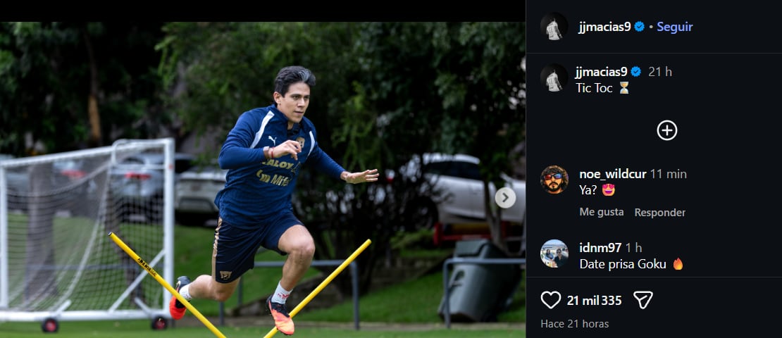 JJ Macías vuelve a entrenar con Pumas y podría reaparecer ante América.