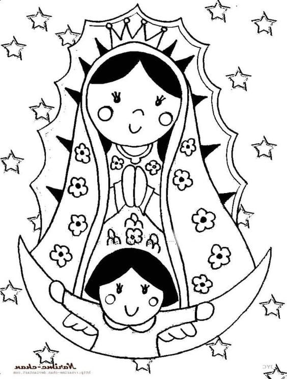 Dibujos de la Virgen de Guadalupe para niños