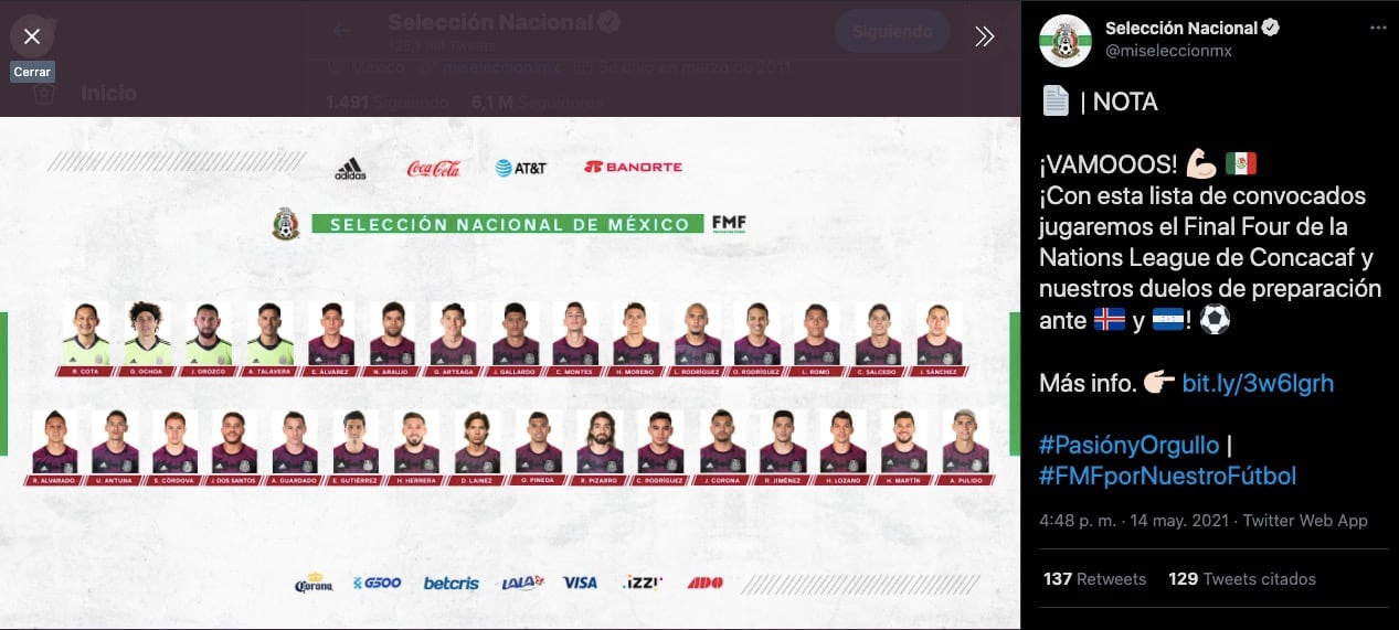 Convocatoria de la Selección Mexicana