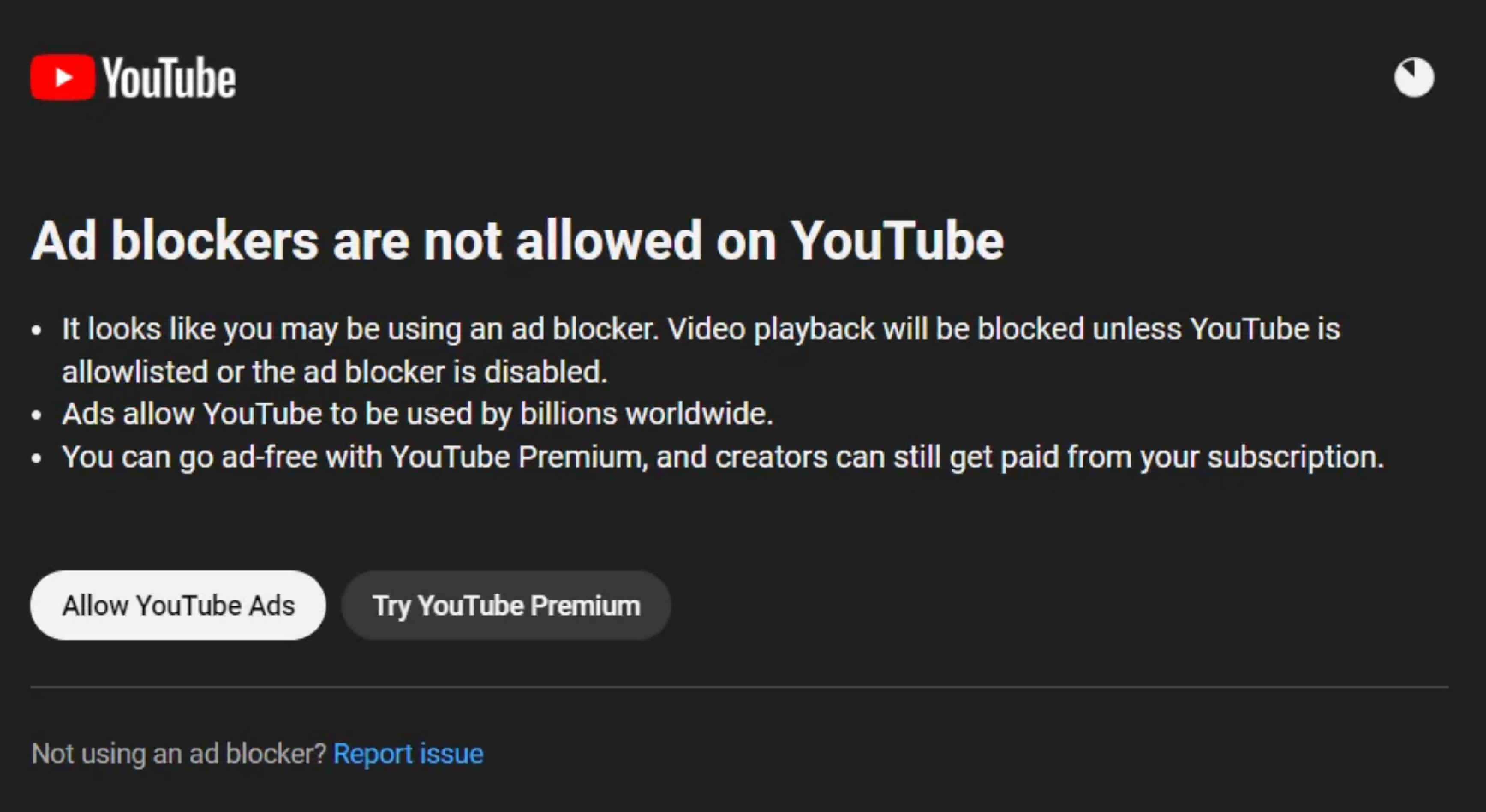 YouTube advierte sobre Adblock