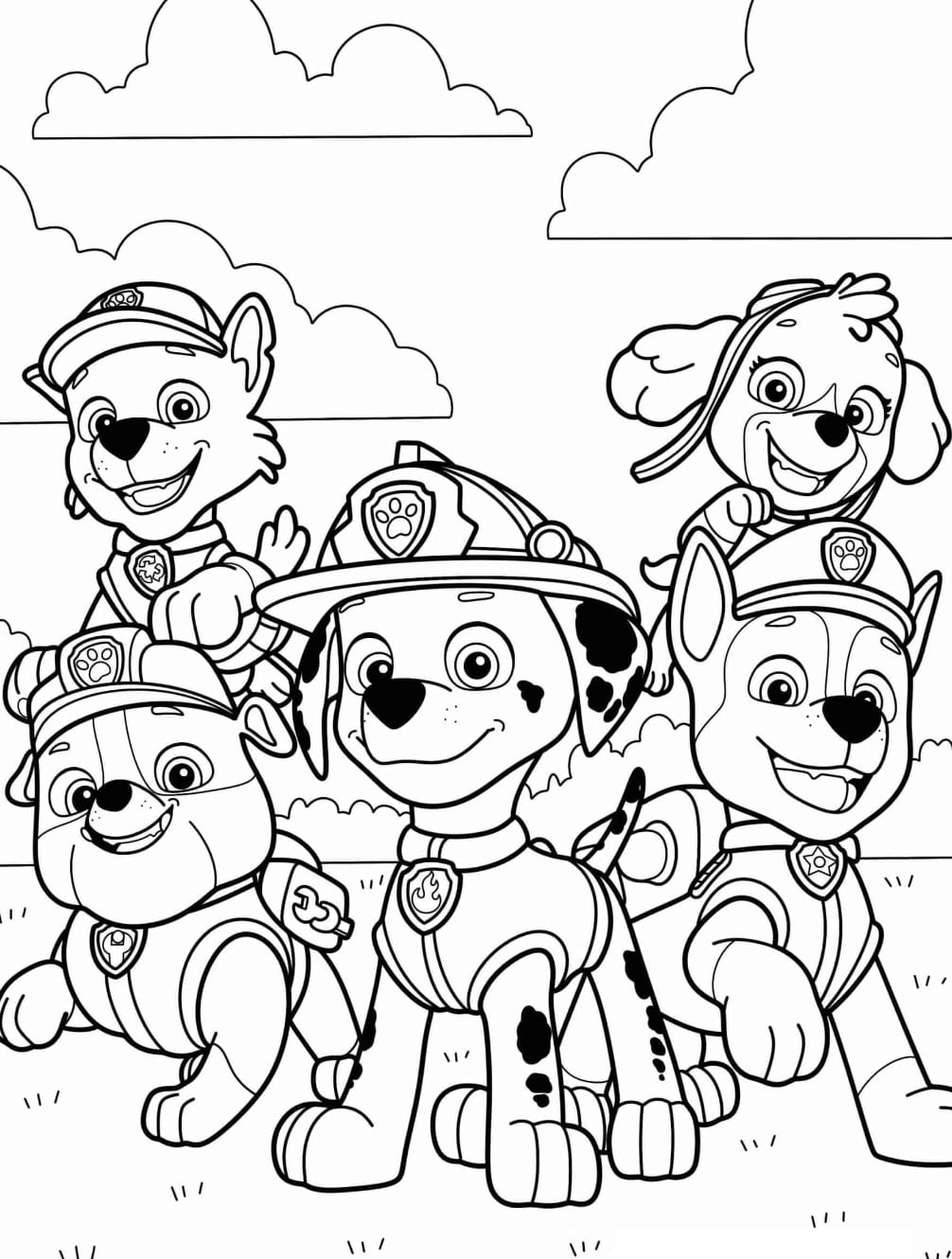 El equipo de Paw Patrol de primavera al aire libre