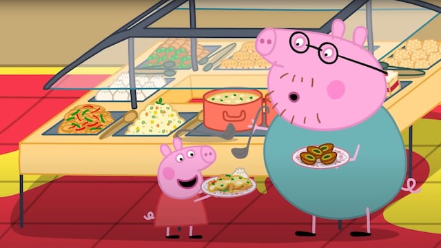 Maratón de 2 horas de Peppa Pig y su familia en el buffet chino