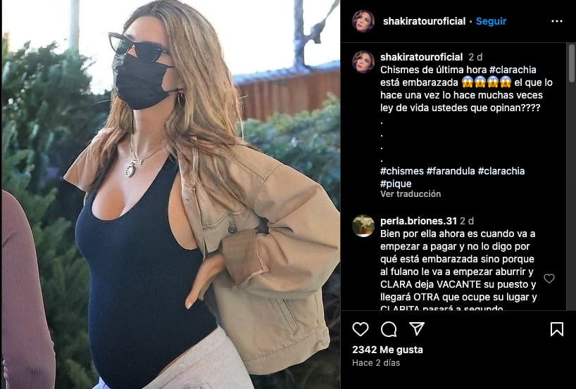 Aseguran que Clara Chía está embarazada