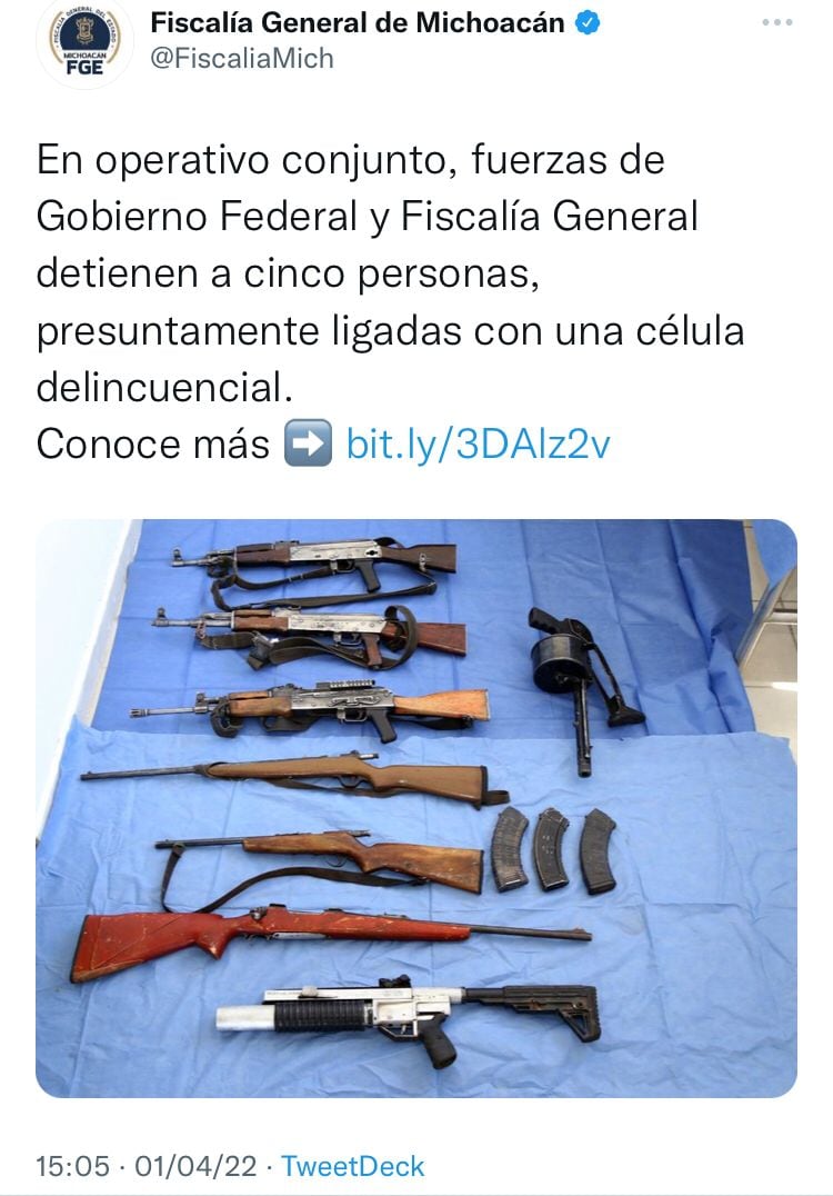La Fiscalía de Michoacán sobre los detenidos