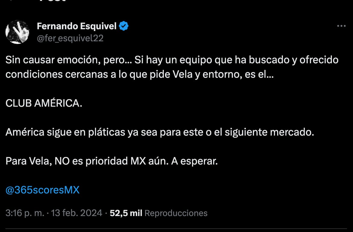 Fernando Esquivel sobre Carlos Vela