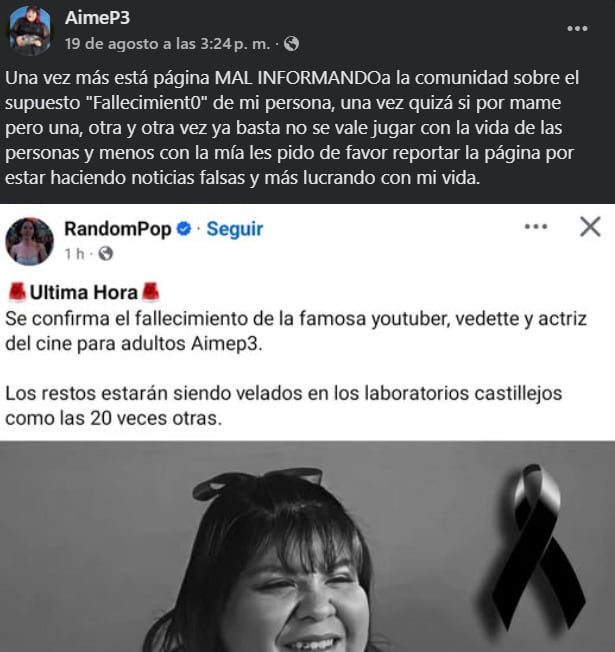 Aimep3 desmiente su muerte