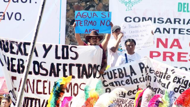 Protesta contra la termoeléctrica de Huexca.