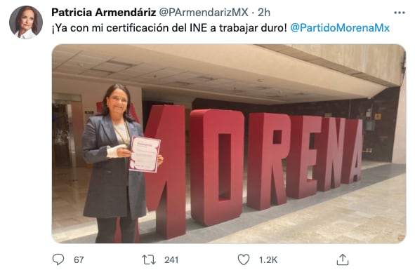 Tuit de Patricia Armendáriz