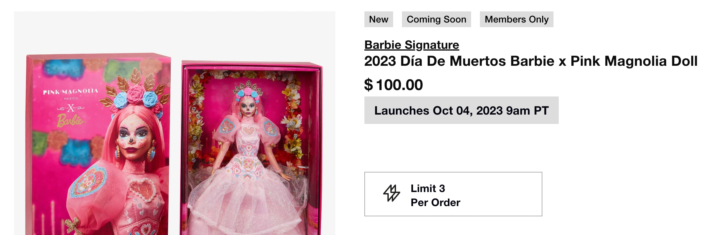 Barbie Día de Muertos 2023 Pink Magnolia