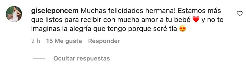 Gisele Ponce confirma el embarazo de Geraldine Ponce, su hermana.