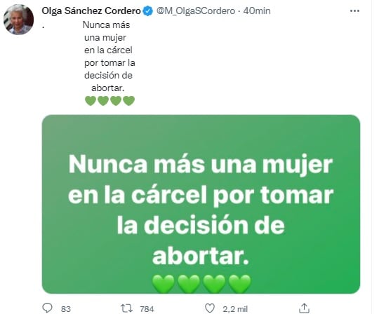 Tuit Olga Sánchez Cordero