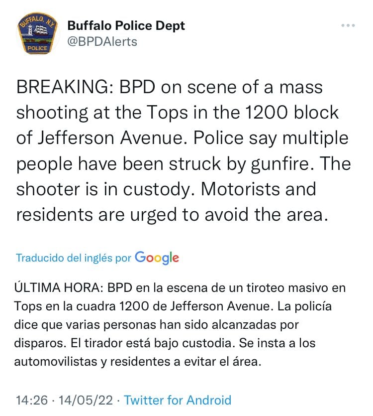 Información de la policía de Buffalo, Nueva York