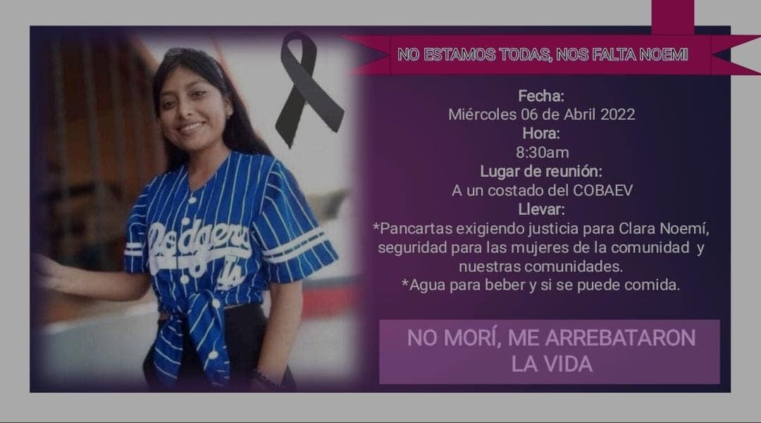 Protesta por el feminicidio de Clara Noemí