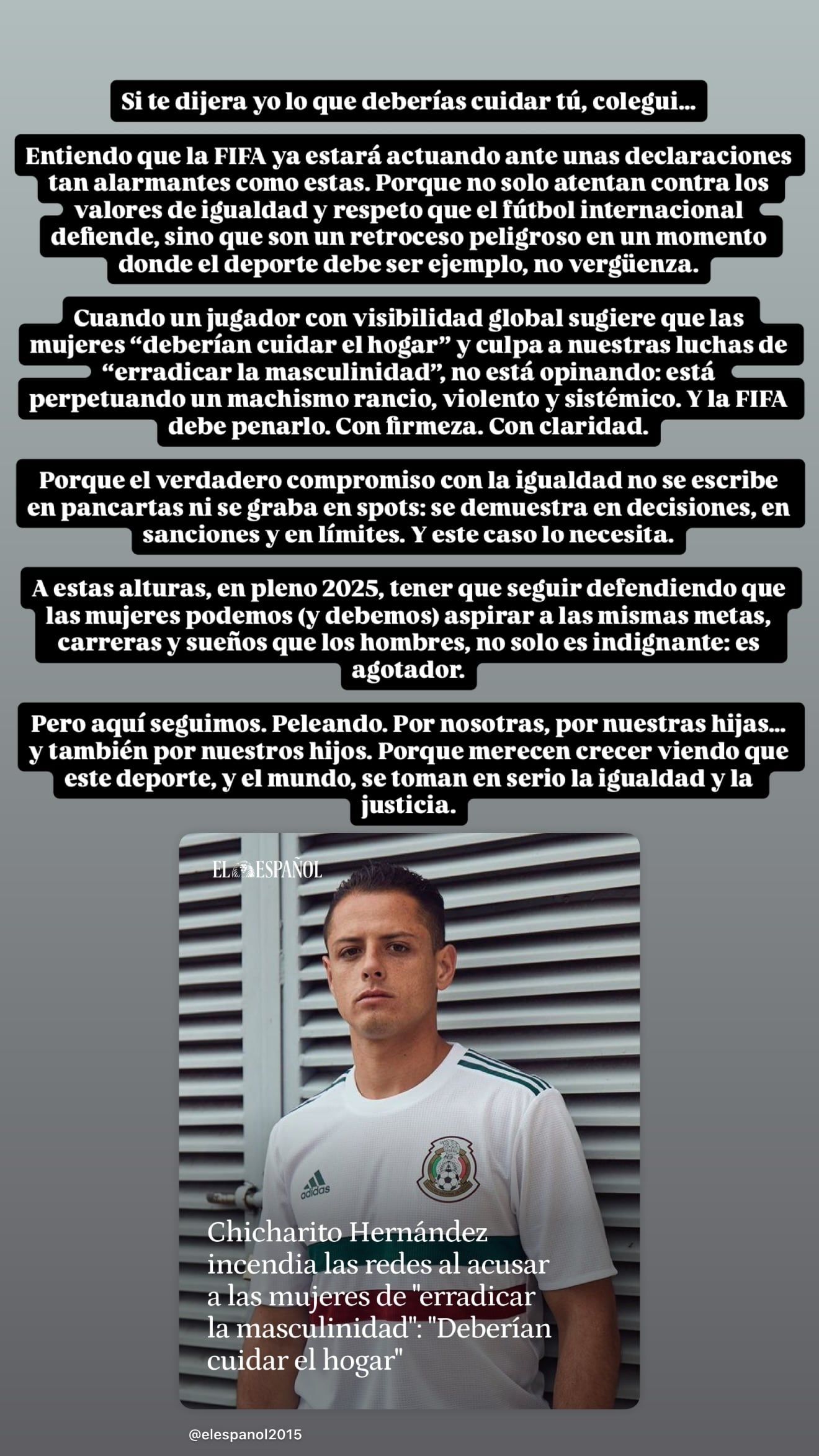 Comunicado de Sara Sálamo a la FIFA por el tema Chicharito Hernández