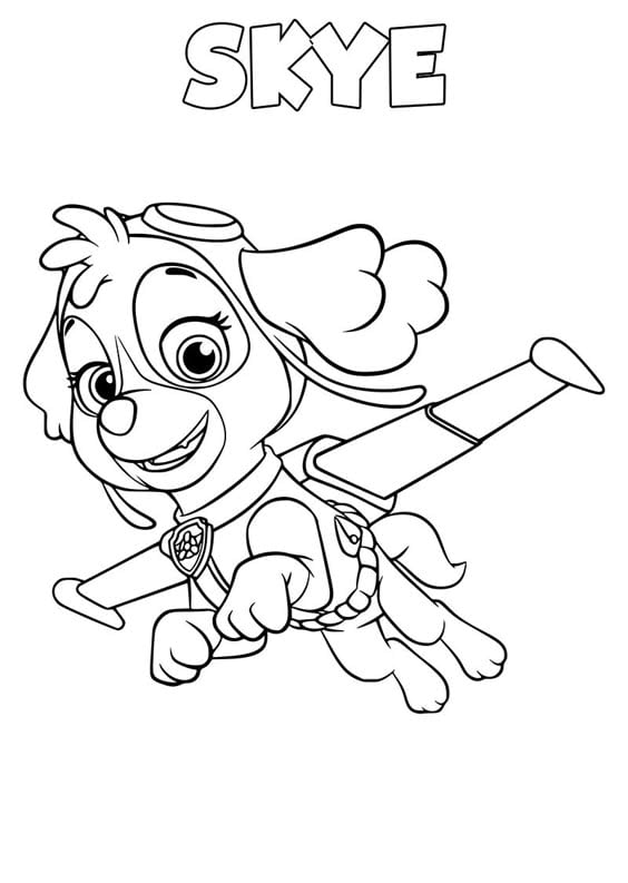 Dibujos de Skye y las cachorras de Paw Patrol para colorear por el Día Internacional de la Niña