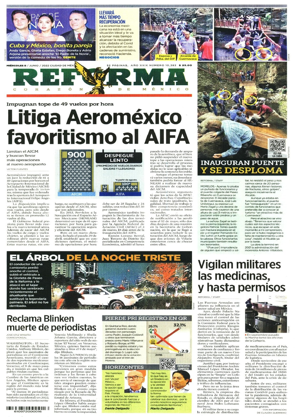Nota de El Reforma sobre Aeroméxico y el AIFA/twitter