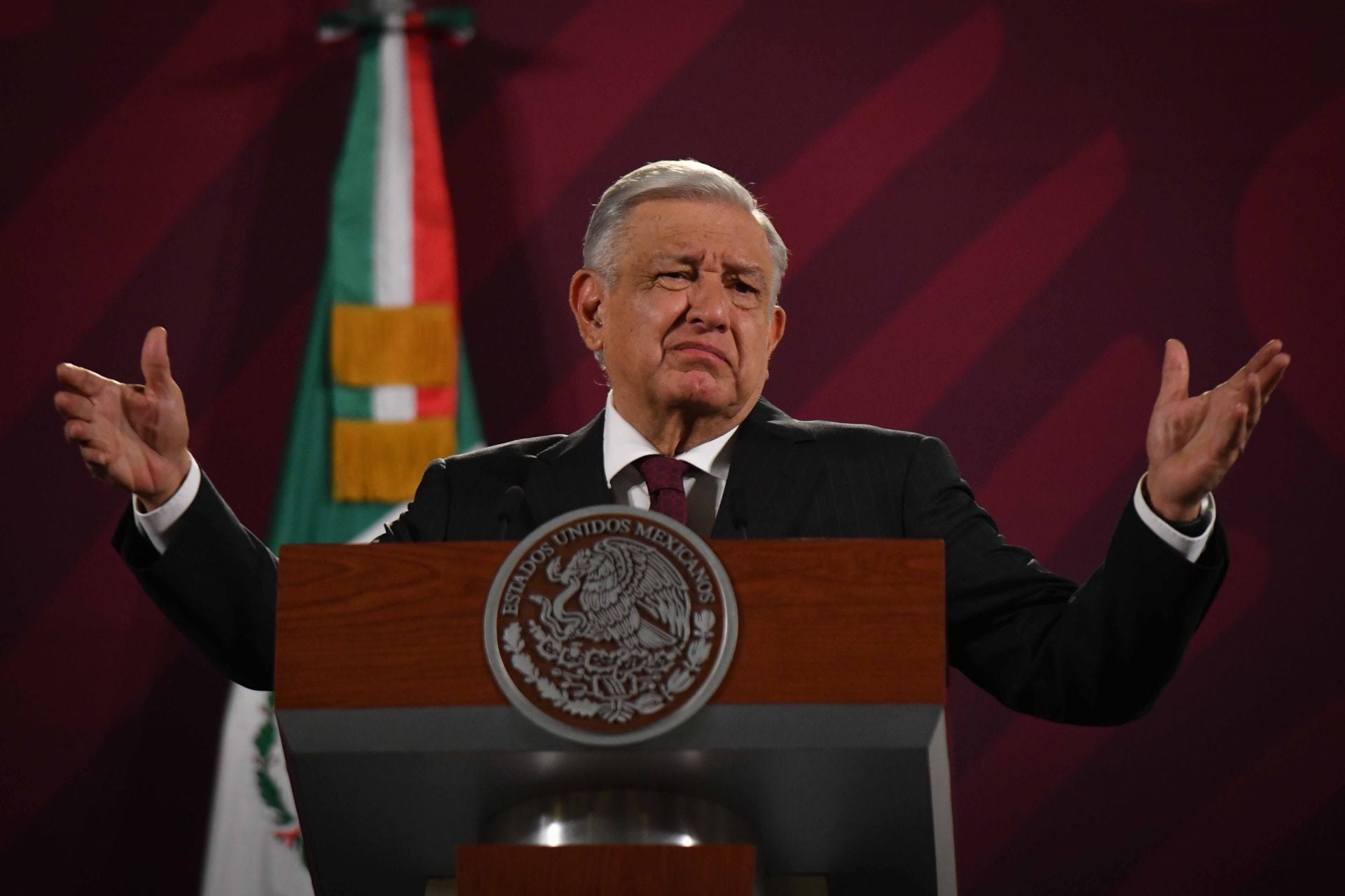 Andrés Manuel López Obrador, presidente de México, durante su intervención en la conferencia matutina realizada en Palacio Nacional.