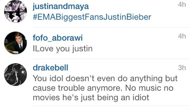 Drake Bell le deseó la muerte a un fan de Justin Bieber