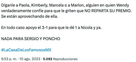 Fans de Wendy Guevara no quieren que reparta sus 4 millones de La Casa de los Famosos México.