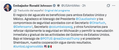Ronald Johnson respalda seguridad en Michoacán