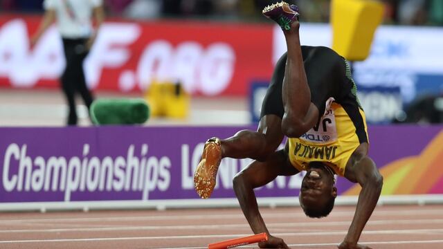 Bolt al momento de lesionarse.