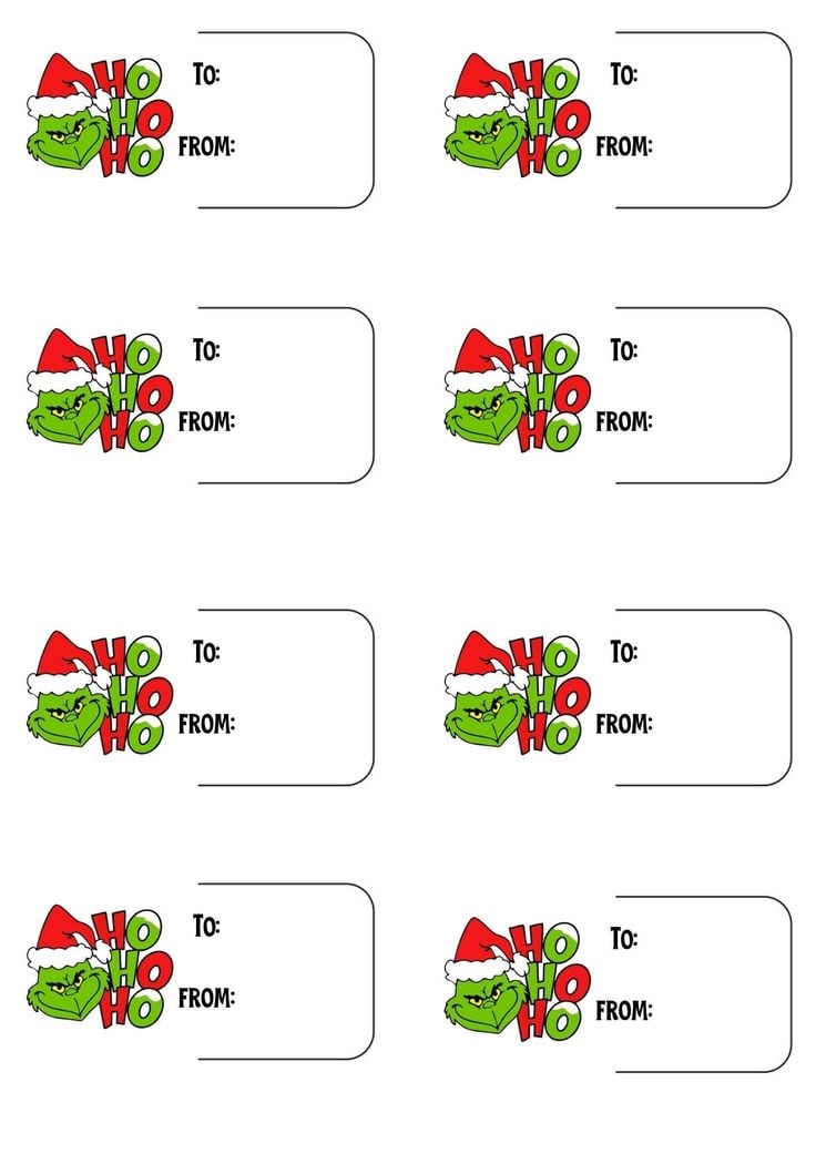 Etiquetas navideñas de El Grinch para imprimir