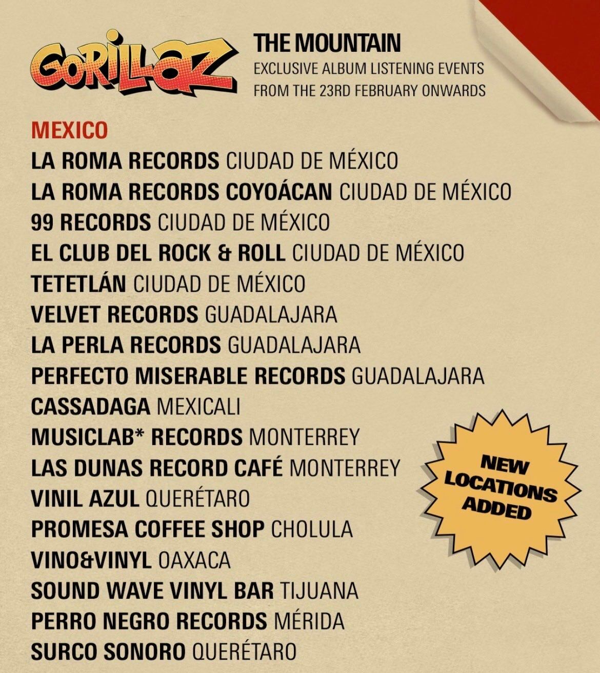 Gorillaz revela sedes en México para listening parties de The Mountain