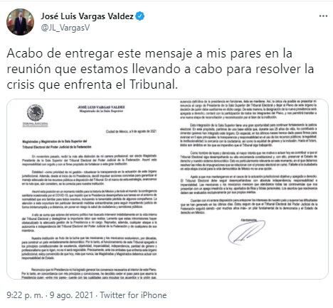 Comunicado de José Luis Vargas