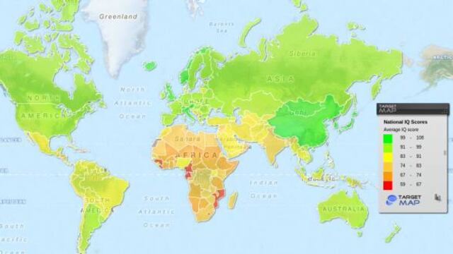 El mapa se define por colores que van del verde fluorescente al rojo.