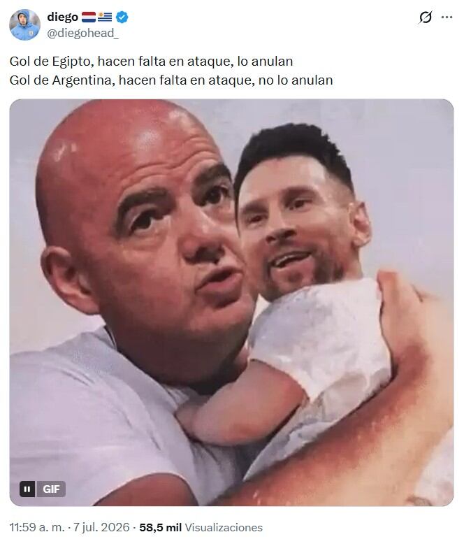 Memes victoria de Argentina sobre Egipto FIFA