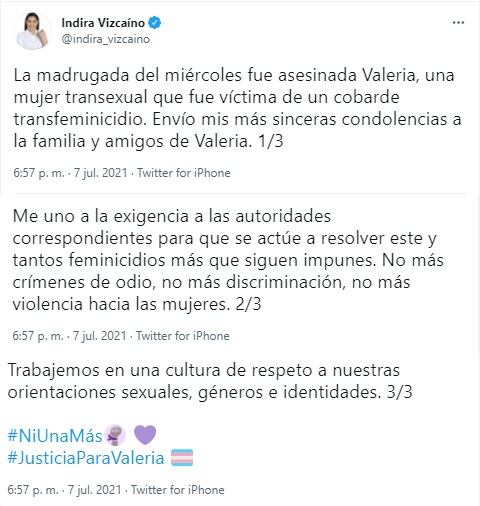 Tuits de Indira Vizcaíno