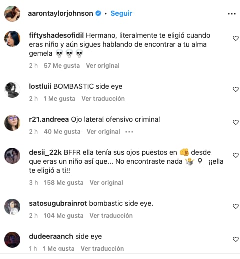 Aaron Taylor-Johnson felicita a Sam Taylor y le recuerdan que su esposa le hizo grooming