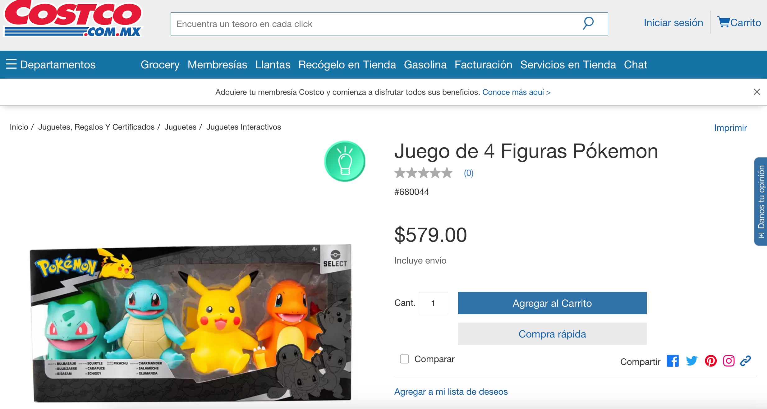 Set figuras Pokémon en Costco