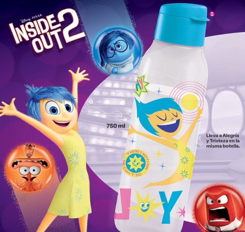 Botellas de Intensamente 2 en Tupperware
