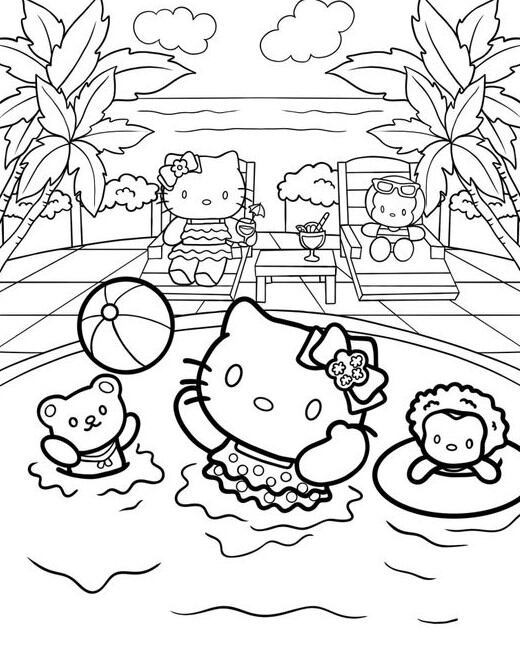 Dibujos de Hello Kitty con temática de primavera