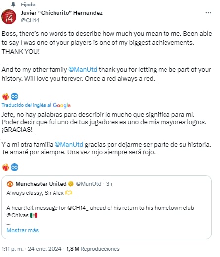 Chicharito le responde a Alex Ferguson