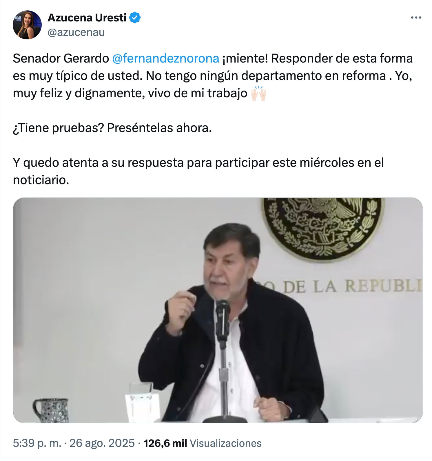 Gerardo Fernández Noroña vs Azucena Uresti