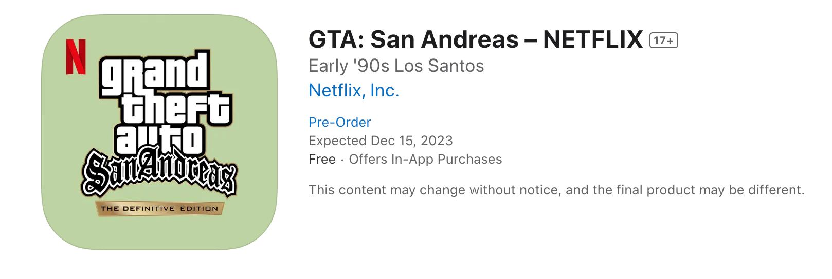 GTA San Andreas en Netflix