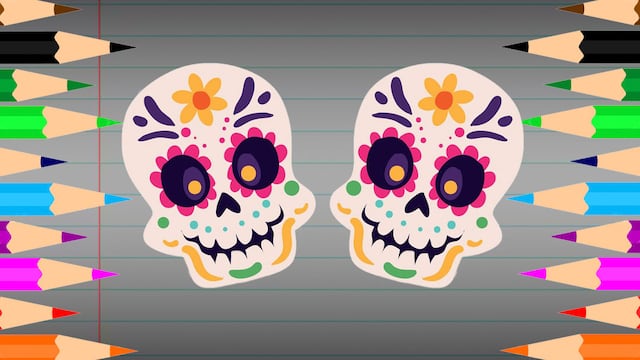 Dibujos de calaveritas de azúcar para colorear en Día de Muertos