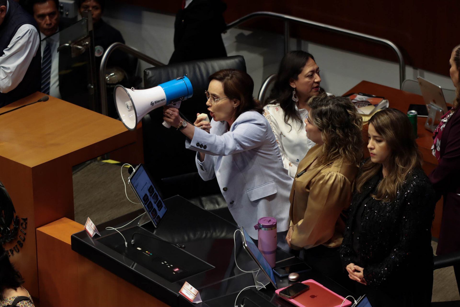 Lilly Téllez y su mégafono