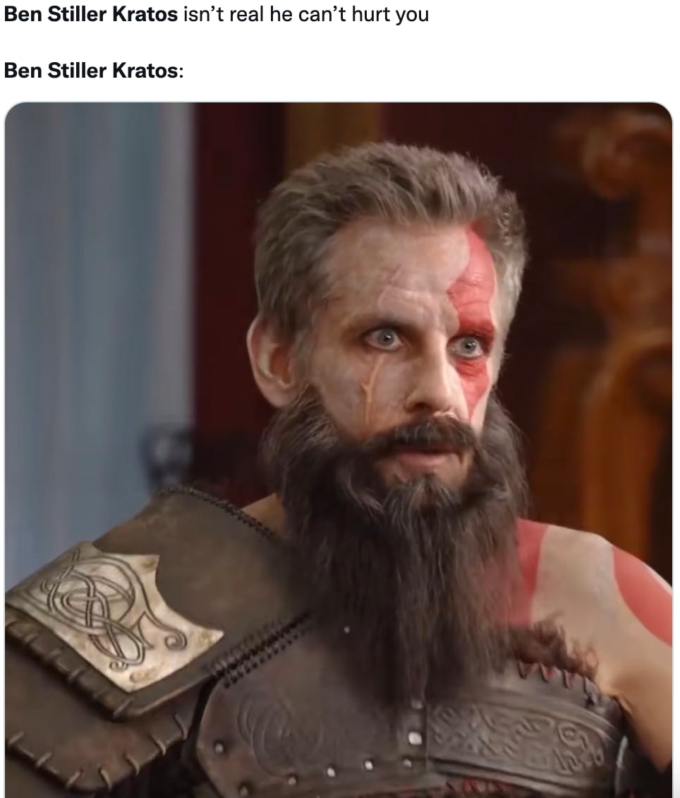 Memes se burlan de Ben Stiller como Kratos de God of War: Ragnarök